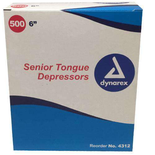  Dynarex Tongue Depressors Wood, Senior 6, Non-Sterile, with  Precision Cut and Polished Smooth Edges, 1 Case (10 Boxes of 500) :  Industrial & Scientific