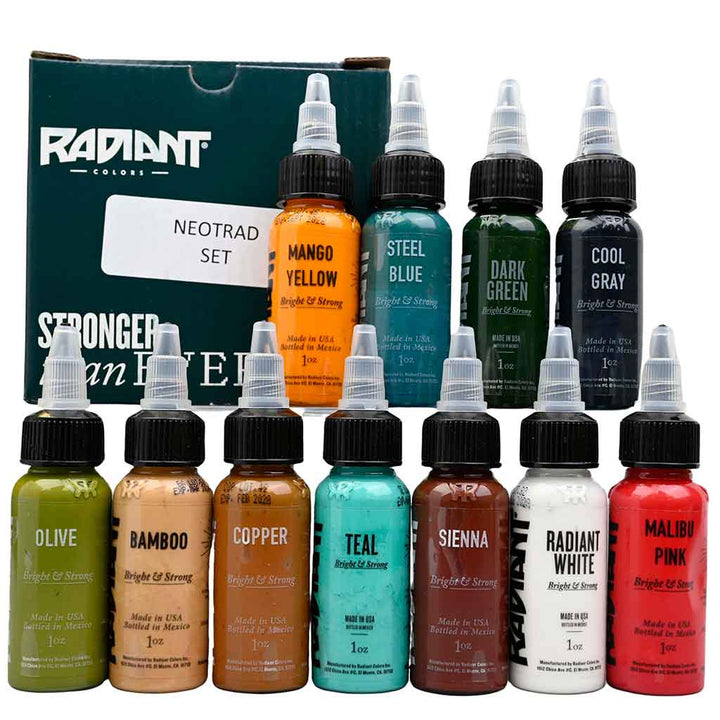 10 Color Neo Traditional Set, Radiant Tattoo Ink